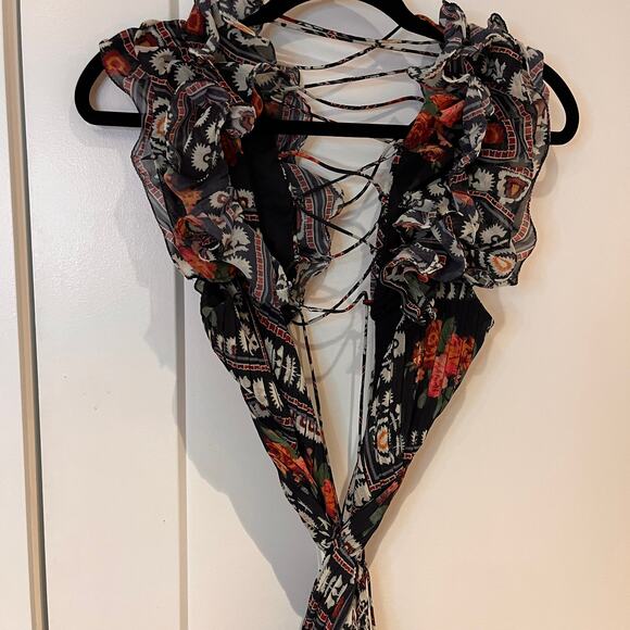 NWT Anthropologie Let Me Be Ruffle Tie Back Dress Medium MSRP $235 - Picture 3 of 12